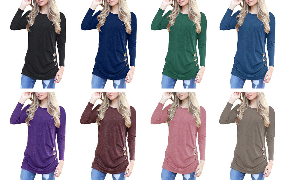 variety of colorful tunic tees