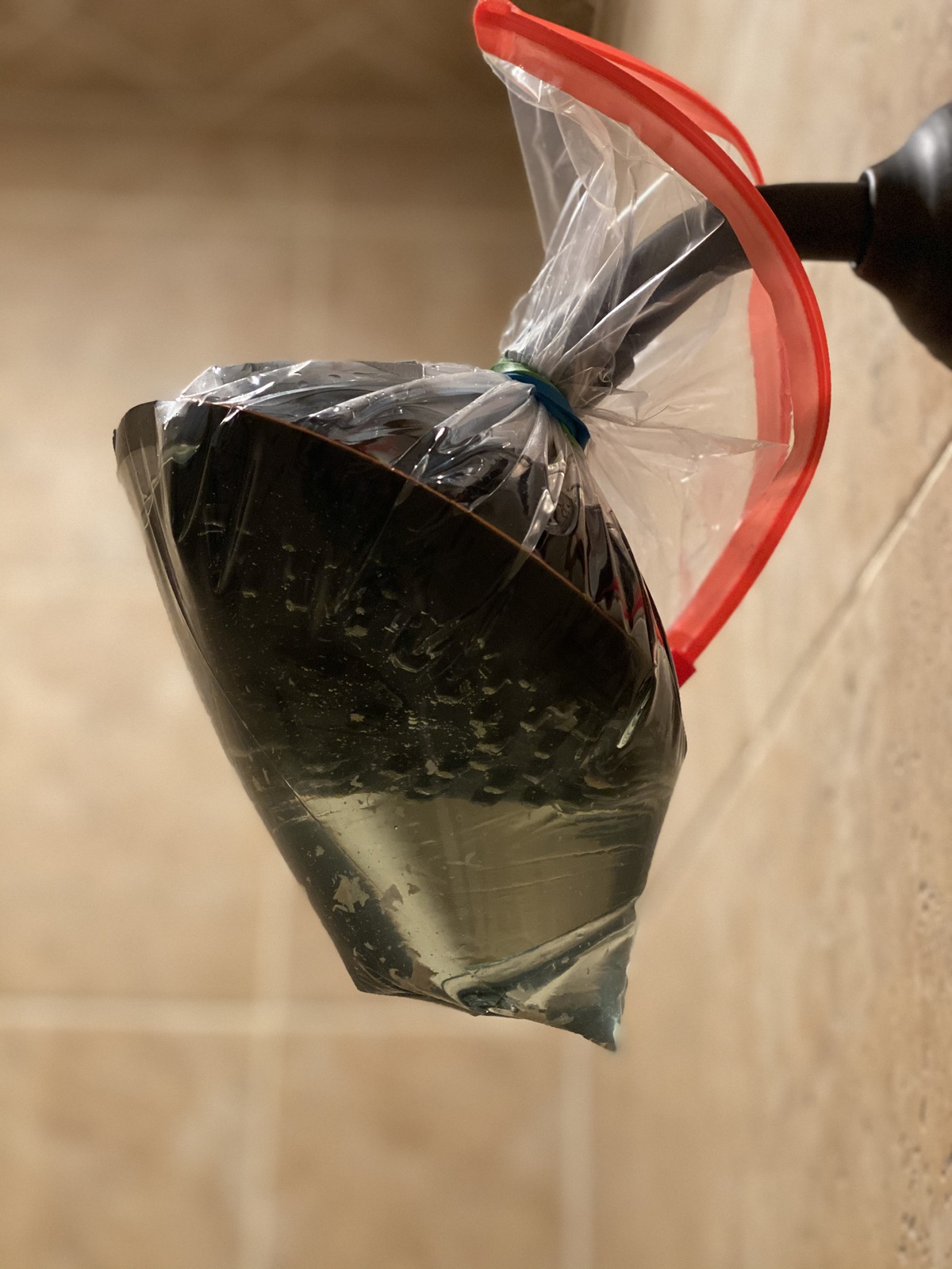 bag of vinegar over shower head