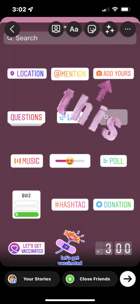 screenshot of stickers on instagram stories that you can use on the weekend