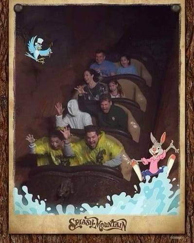 people on the splash mountain ride at walt disney world