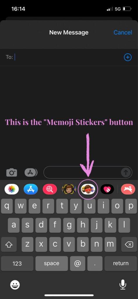 memoji stickers button