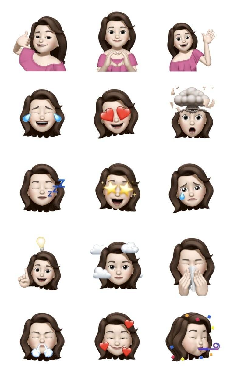 memojis of brown haired woman