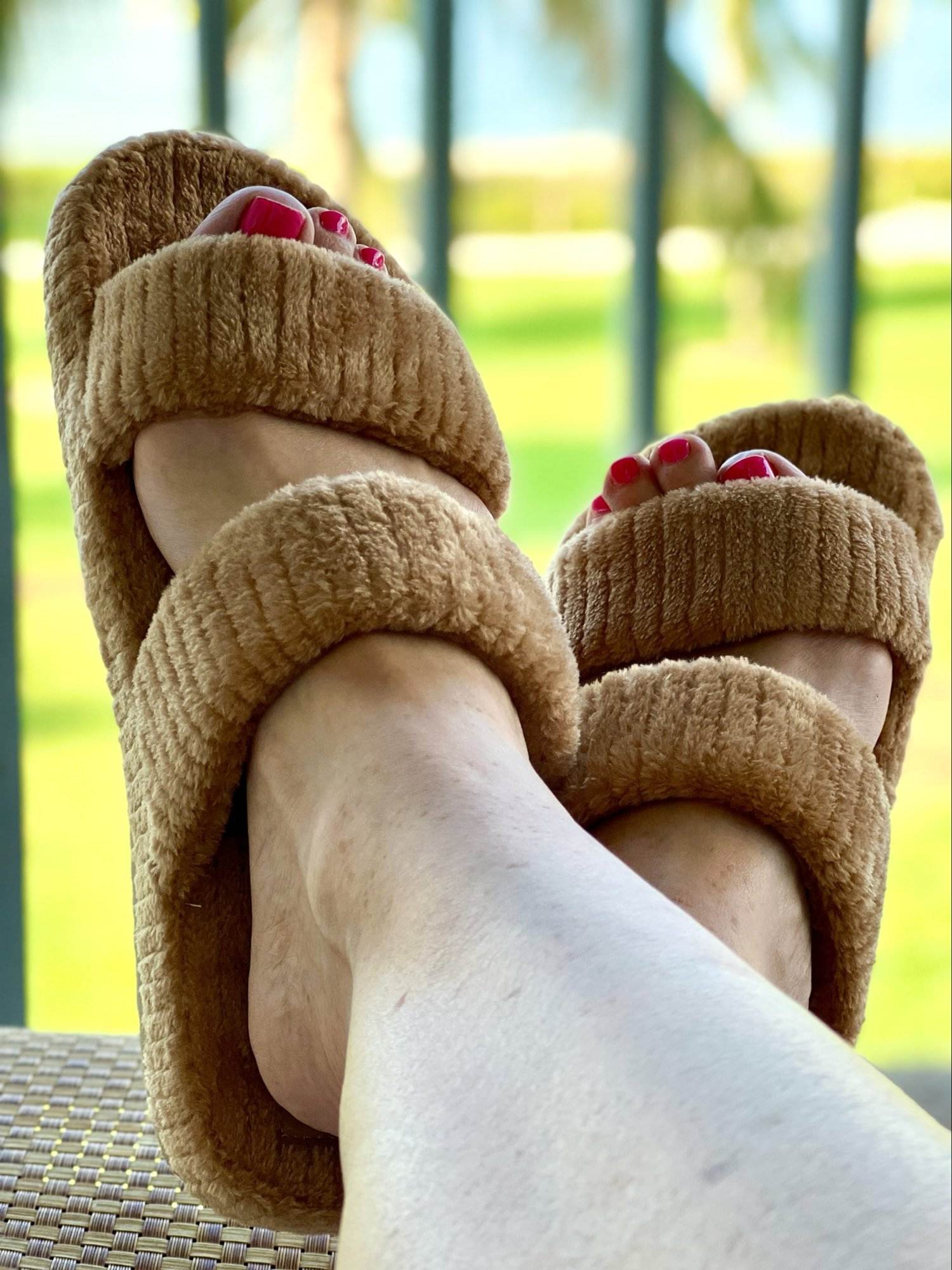 a day at the beach starts with coffee on the patio in walmart circus by sam edelman slippers