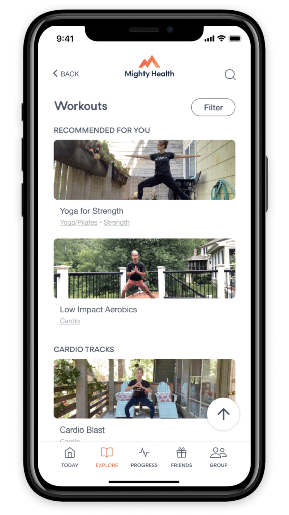 mighty health app - workouts screenshot