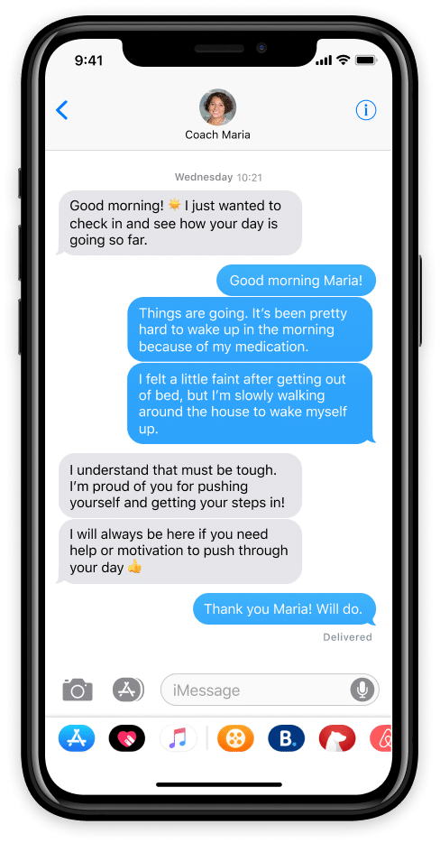 mighty health app conversation with coach