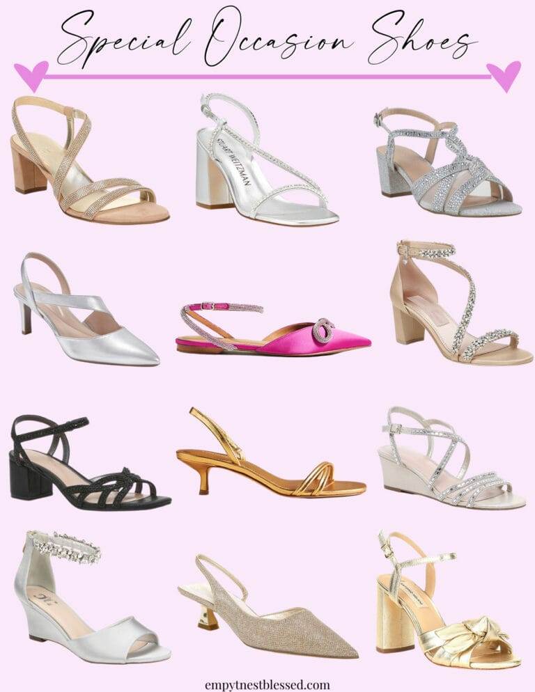 Collage of special occasion shoes