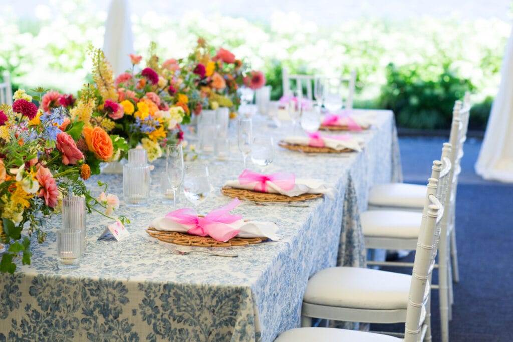 table set at a garden party