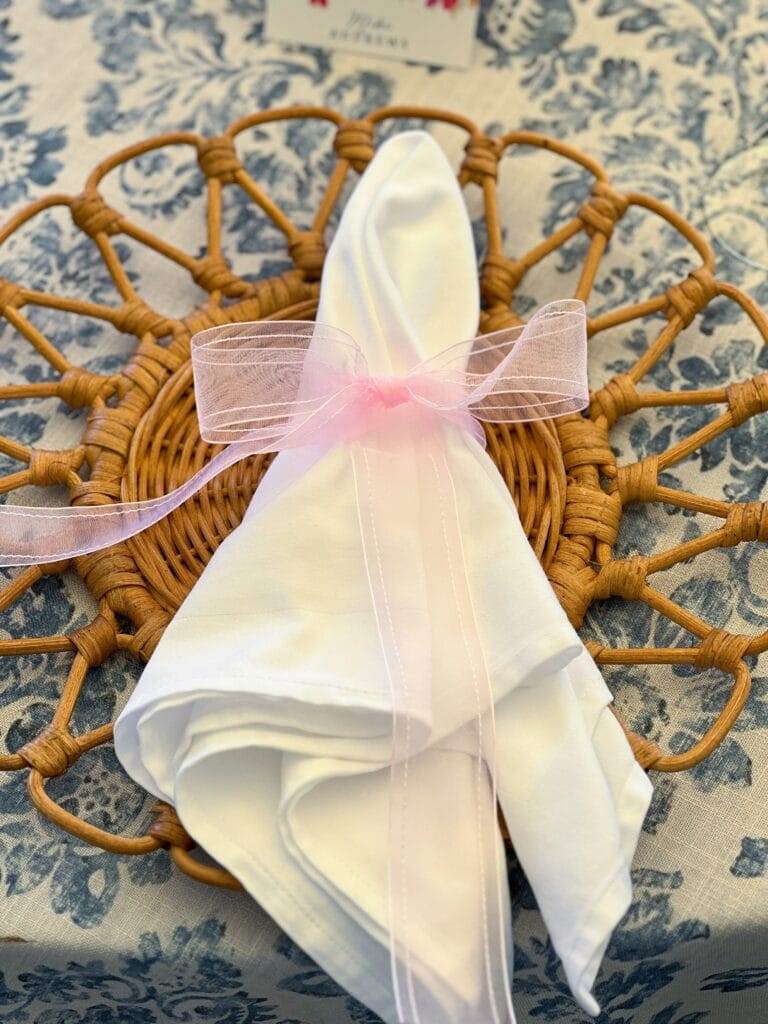 wicker charger and napkin