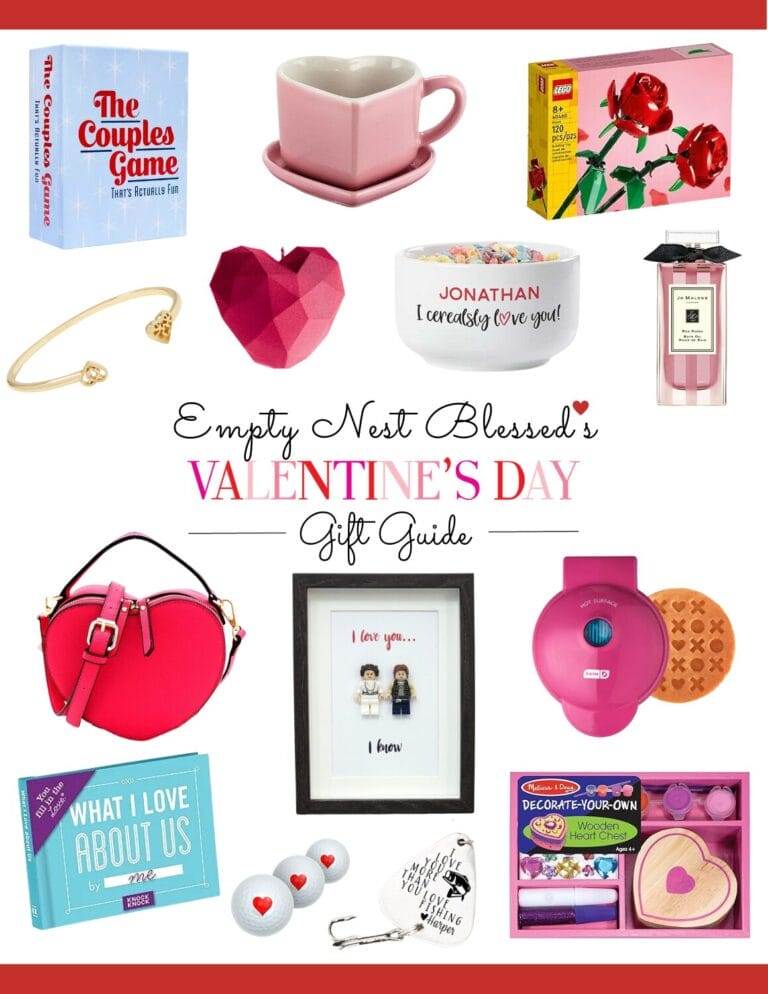 Collage of Empty Nest Blessed's Valentines day gift guide