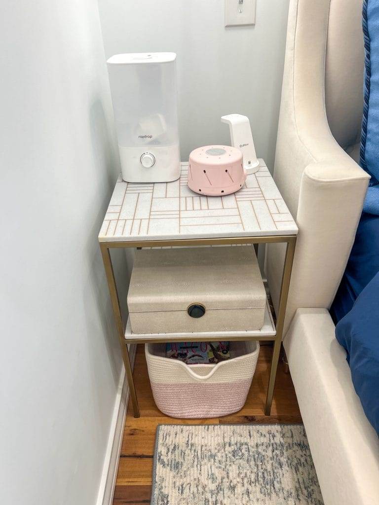 bedside table marble and gold hardware