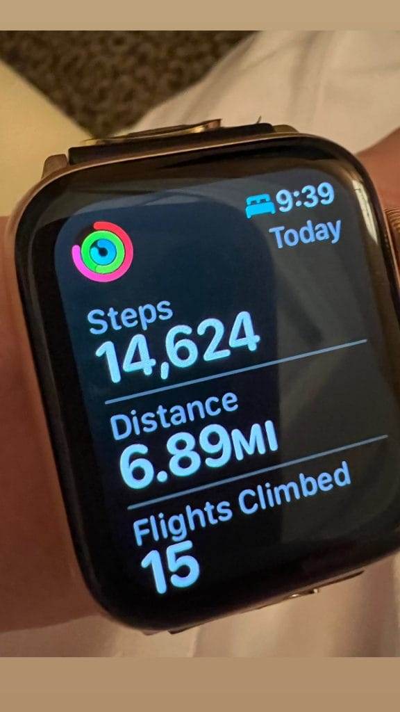 apple watch showing daily distance walked on spring trip to nyc