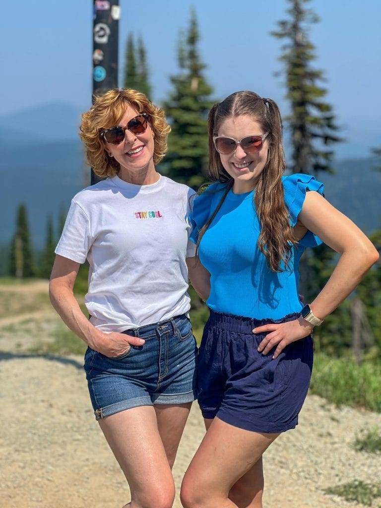 mother daughter at top of whitefish mountain