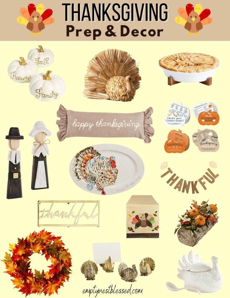 Picture of collage of items for Thanksgiving Prep and decor