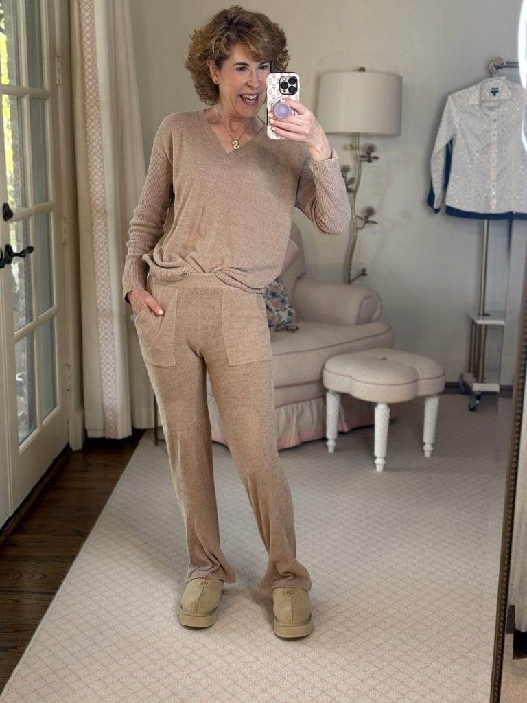 woman wearing barefoot dreams loungewear